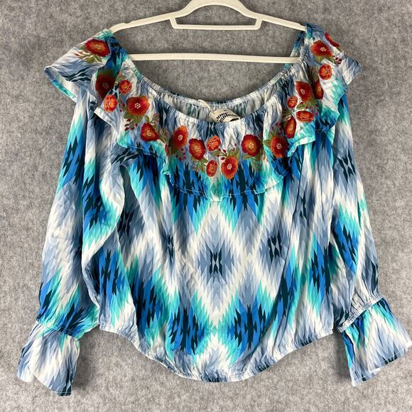 Savanna Jane Embroidered Top Womens 2X Floral Off Shoulder Colorful Boho NEW - Picture 10 of 14